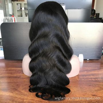 Wholesale natural 100% raw cuticle aligned human hair body wave virgin lace front wig with baby hair